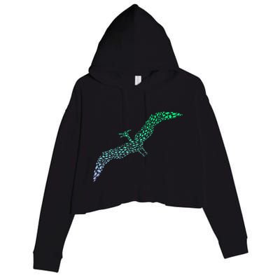 Silhouette Icon Pterodactyl Dinosaur Pterodactyl Crop Fleece Hoodie