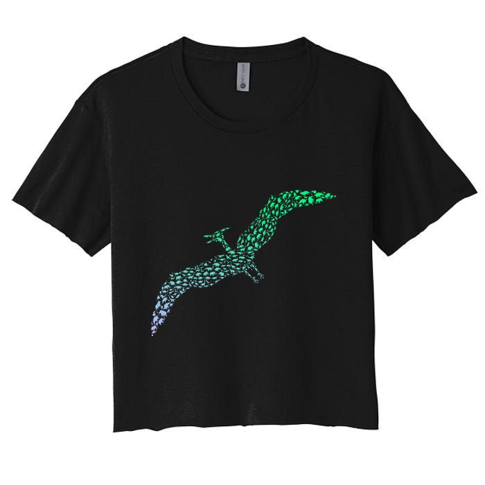Silhouette Icon Pterodactyl Dinosaur Pterodactyl Crop Top