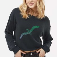 Silhouette Icon Pterodactyl Dinosaur Pterodactyl Cropped Pullover Crew