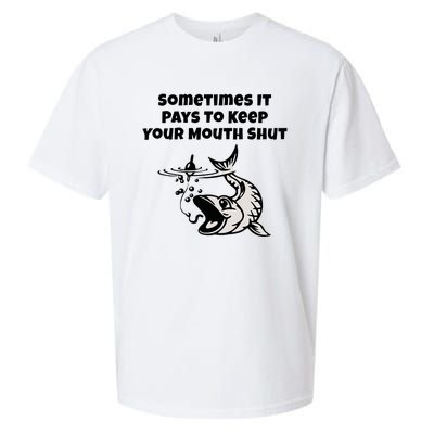 Sometimes It Pays To Keep Your Mouth Shut Funny Fishing Sueded Cloud Jersey T-Shirt