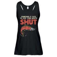 Sometimes It Pays Keep Mouth Shut Funny Fish Fishing Angler Ladies Essential Flowy Tank