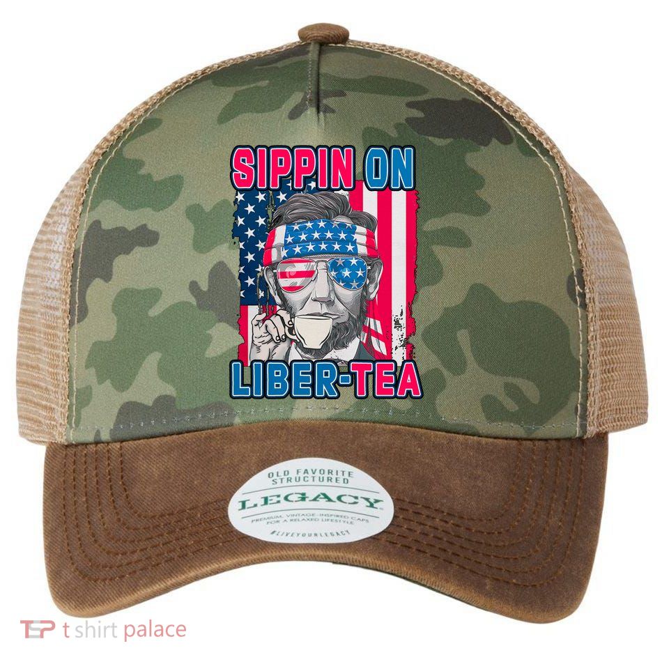 Sippin On Liberty 4th of July Abraham Lincoln Legacy Tie Dye Trucker Hat