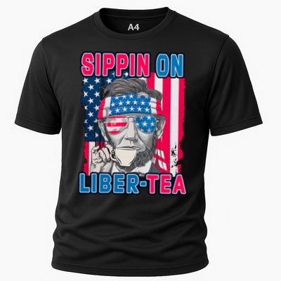 Sippin On Liberty 4th of July Abraham Lincoln Performance Shirt