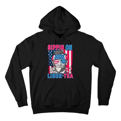 Sippin On Liberty 4th of July Abraham Lincoln Hoodie