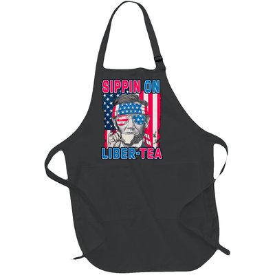 Sippin On Liberty 4th of July Abraham Lincoln Full-Length Apron With Pockets