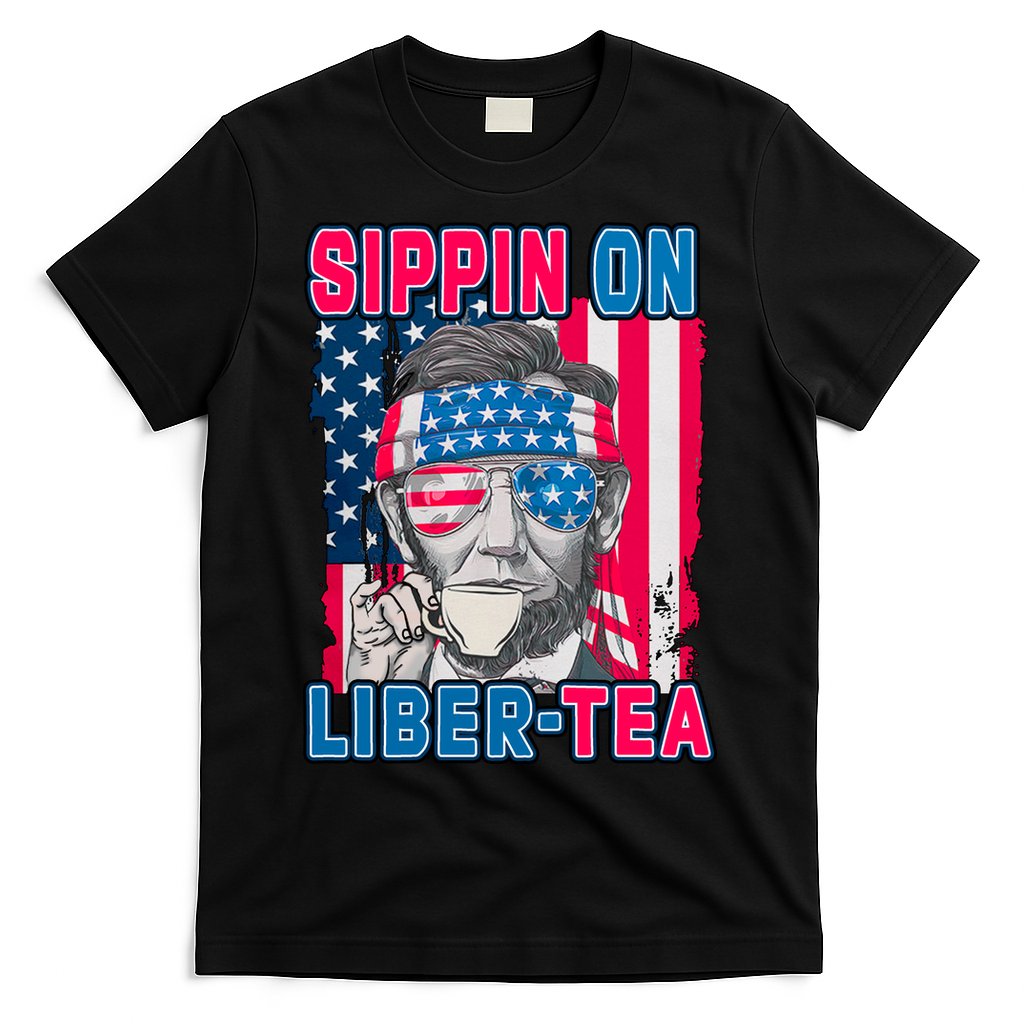 Sippin On Liberty 4th of July Abraham Lincoln T-Shirt
