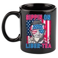 Sippin On Liberty 4th of July Abraham Lincoln 11oz C Handle Ceramic Mug