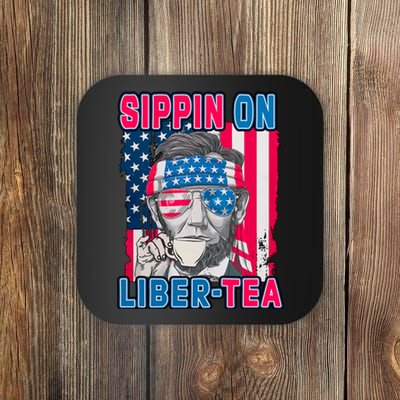 Sippin On Liberty 4th of July Abraham Lincoln Coaster