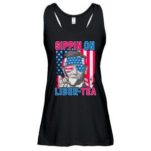 Sippin On Liberty 4th of July Abraham Lincoln Ladies Essential Flowy Tank