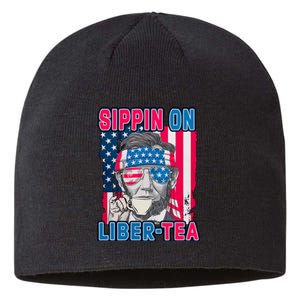 Sippin On Liberty 4th of July Abraham Lincoln Sustainable Beanie