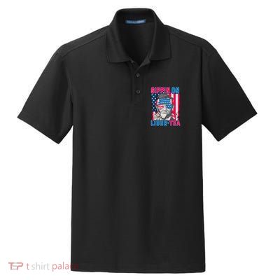 Sippin On Liberty 4th of July Abraham Lincoln Dry Zone Grid Polo