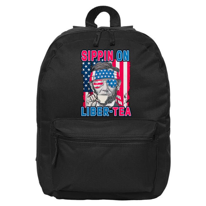 Sippin On Liberty 4th of July Abraham Lincoln 16 in Basic Backpack