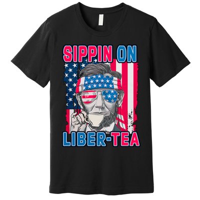 Sippin On Liberty 4th of July Abraham Lincoln Premium T-Shirt