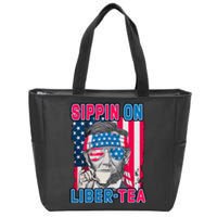 Sippin On Liberty 4th of July Abraham Lincoln Zip Tote Bag