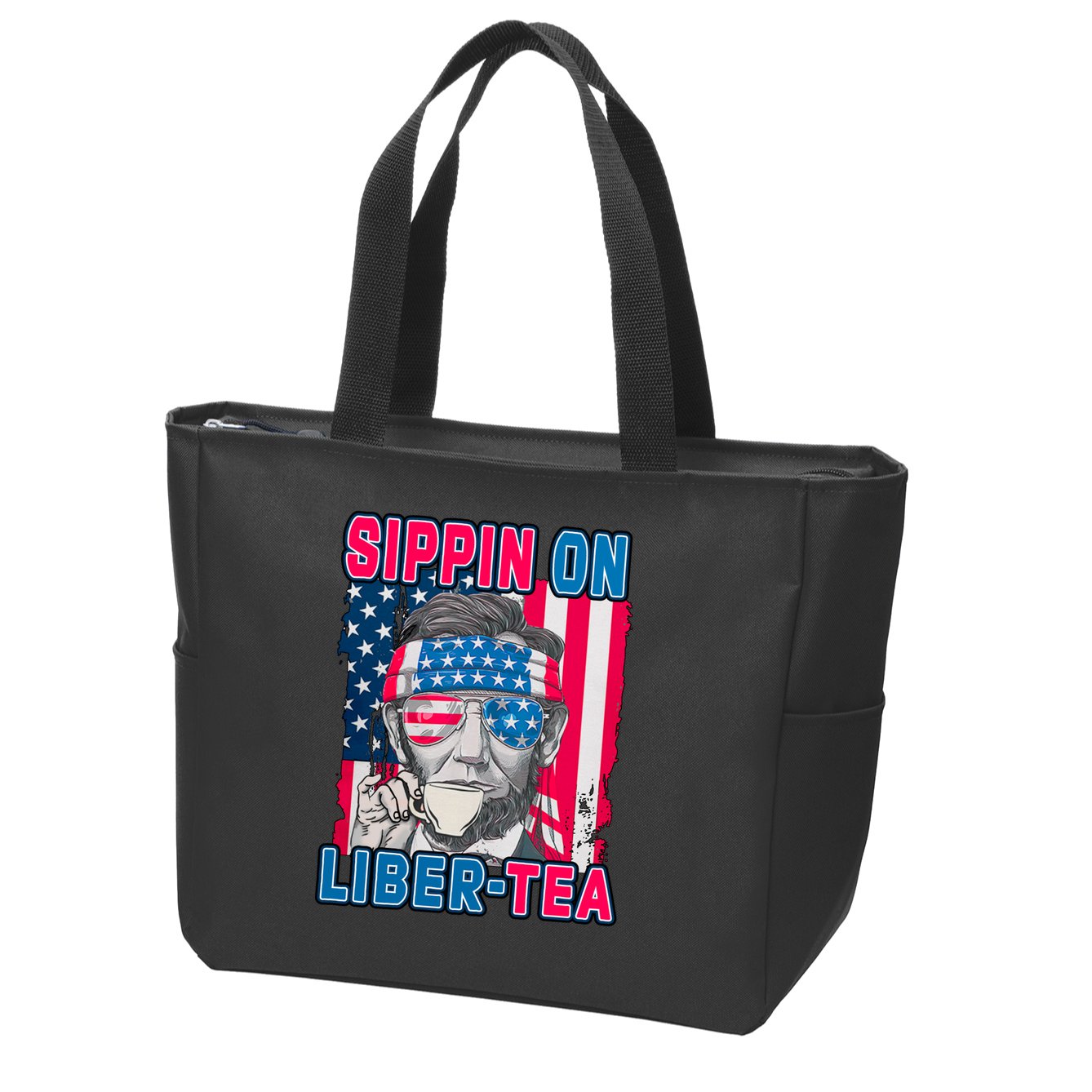Sippin On Liberty 4th of July Abraham Lincoln Zip Tote Bag