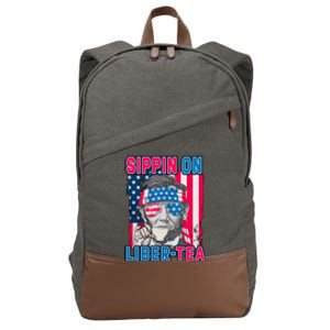 Sippin On Liberty 4th of July Abraham Lincoln Cotton Canvas Backpack