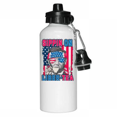 Sippin On Liberty 4th of July Abraham Lincoln Aluminum Water Bottle