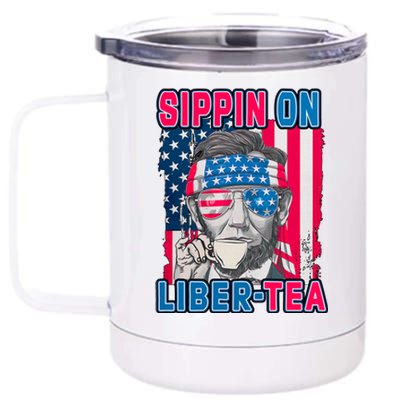 Sippin On Liberty 4th of July Abraham Lincoln 12 oz Stainless Steel Tumbler Cup