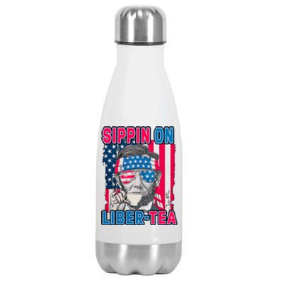 Sippin On Liberty 4th of July Abraham Lincoln Stainless Steel Insulated Water Bottle