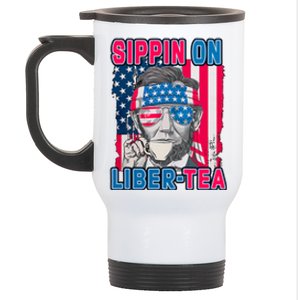 Sippin On Liberty 4th of July Abraham Lincoln Stainless Steel Travel Mug