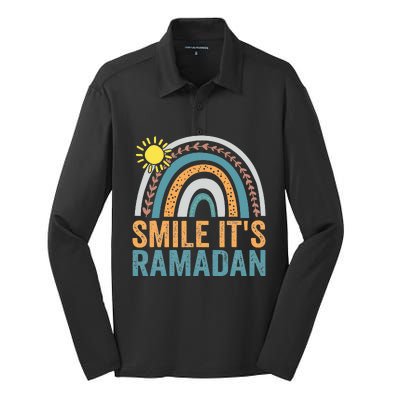 Smile its Ramadan for Muslim  Islamic Fasting Silk Touch Performance Long Sleeve Polo