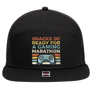 Snacks In Ready For A Gaming Marathon Cute Gift 7 Panel Mesh Trucker Snapback Hat