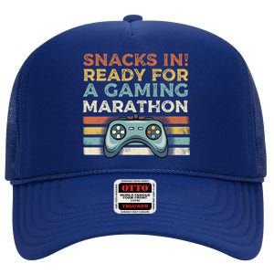 Snacks In Ready For A Gaming Marathon Cute Gift High Crown Mesh Back Trucker Hat