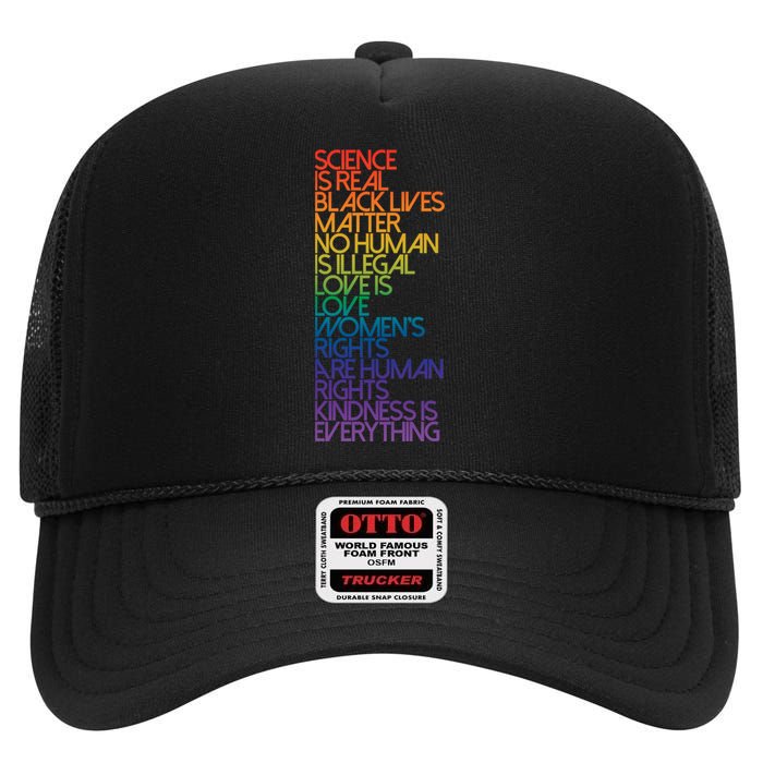 Science Is Real Black Lives Matter High Crown Mesh Back Trucker Hat