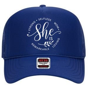 She Is Remarkable Mom High Crown Mesh Back Trucker Hat