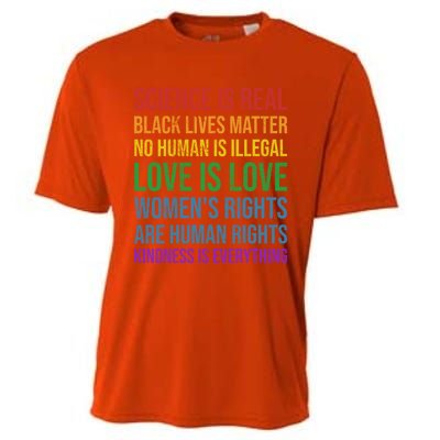 Science Is Real Black Lives Love Matter Pride Gift Cooling Performance Crew T-Shirt