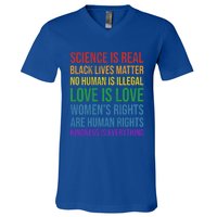 Science Is Real Black Lives Love Matter Pride Gift V-Neck T-Shirt