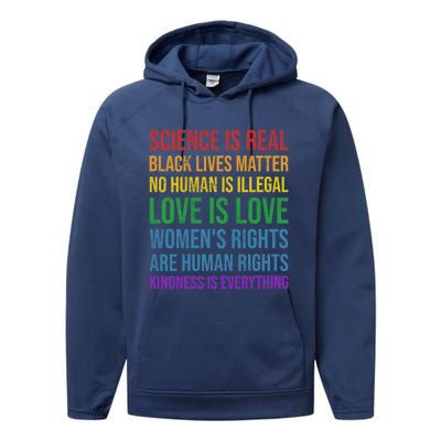 Science Is Real Black Lives Love Matter Pride Gift Performance Fleece Hoodie