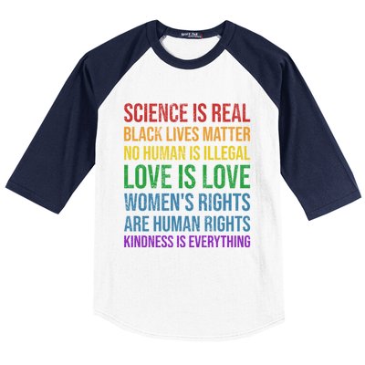 Science Is Real Black Lives Love Matter Pride Gift Baseball Sleeve Shirt