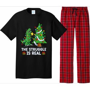 Struggle Is Real Dinosaur Trex Dino Christmas Tree Gift Pajama Set