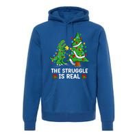 Struggle Is Real Dinosaur Trex Dino Christmas Tree Gift Premium Hoodie