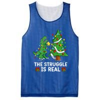 Struggle Is Real Dinosaur Trex Dino Christmas Tree Gift Mesh Reversible Basketball Jersey Tank