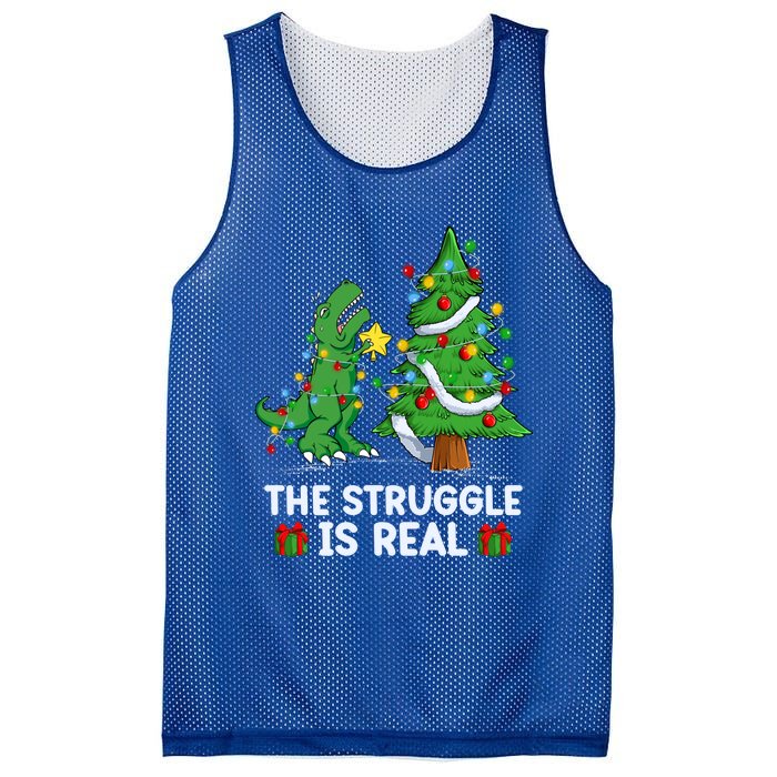 Struggle Is Real Dinosaur Trex Dino Christmas Tree Gift Mesh Reversible Basketball Jersey Tank