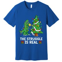 Struggle Is Real Dinosaur Trex Dino Christmas Tree Gift Premium T-Shirt