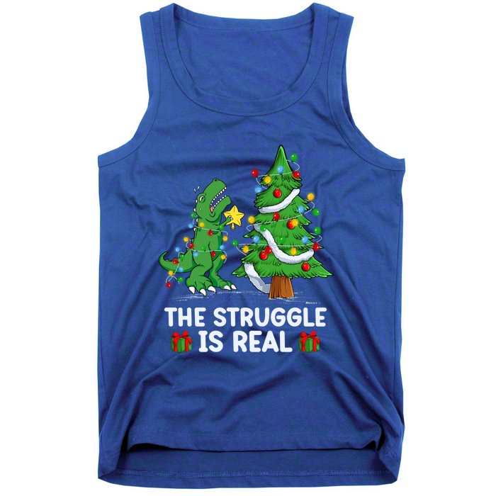 Struggle Is Real Dinosaur Trex Dino Christmas Tree Gift Tank Top