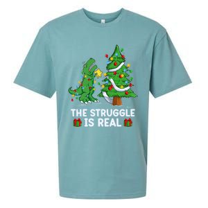 Struggle Is Real Dinosaur Trex Dino Christmas Tree Gift Sueded Cloud Jersey T-Shirt