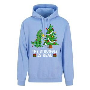 Struggle Is Real Dinosaur Trex Dino Christmas Tree Gift Unisex Surf Hoodie