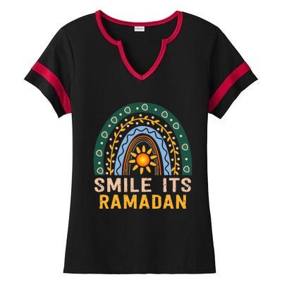 Smile its Ramadan Muslim Eid Mubarak Islamic Ramadan Kareem Ladies Halftime Notch Neck Tee