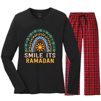 Smile its Ramadan Muslim Eid Mubarak Islamic Ramadan Kareem Women's Long Sleeve Flannel Pajama Set 