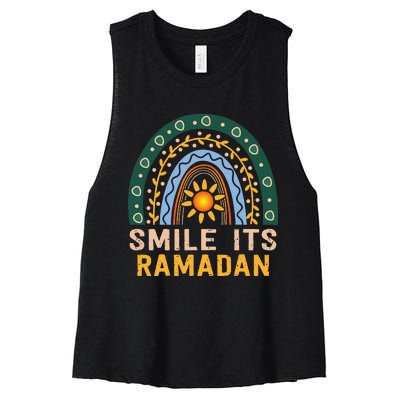 Smile its Ramadan Muslim Eid Mubarak Islamic Ramadan Kareem Women's Racerback Cropped Tank