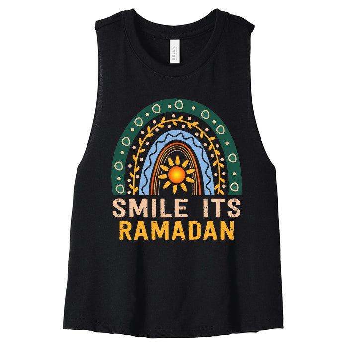 Smile its Ramadan Muslim Eid Mubarak Islamic Ramadan Kareem Women's Racerback Cropped Tank