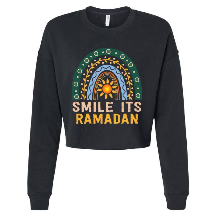 Smile its Ramadan Muslim Eid Mubarak Islamic Ramadan Kareem Cropped Pullover Crew