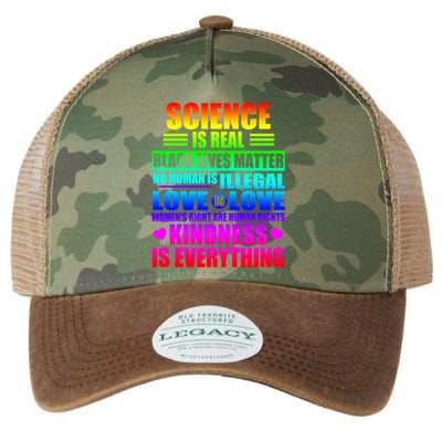 Science Is Real Black Lives Matter No Human Is Illegal Love Is Love Legacy Tie Dye Trucker Hat