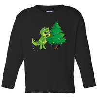 Struggle Is Real Dinosaur T Rex Christmas Tree Star Toddler Long Sleeve Shirt