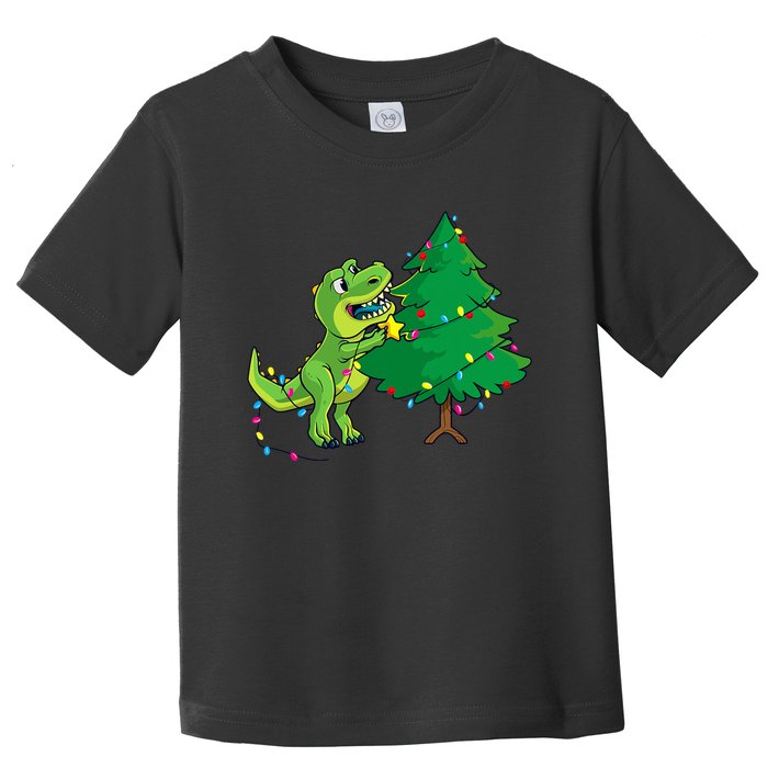 Struggle Is Real Dinosaur T Rex Christmas Tree Star Toddler T-Shirt