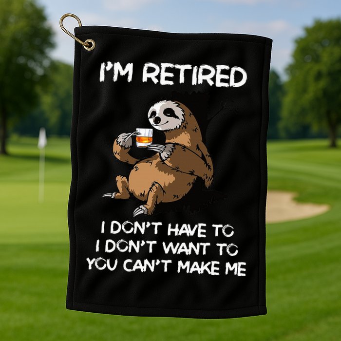Sloth IM Retired I DonT Have To I DonT Want To You CanT Golf Towel